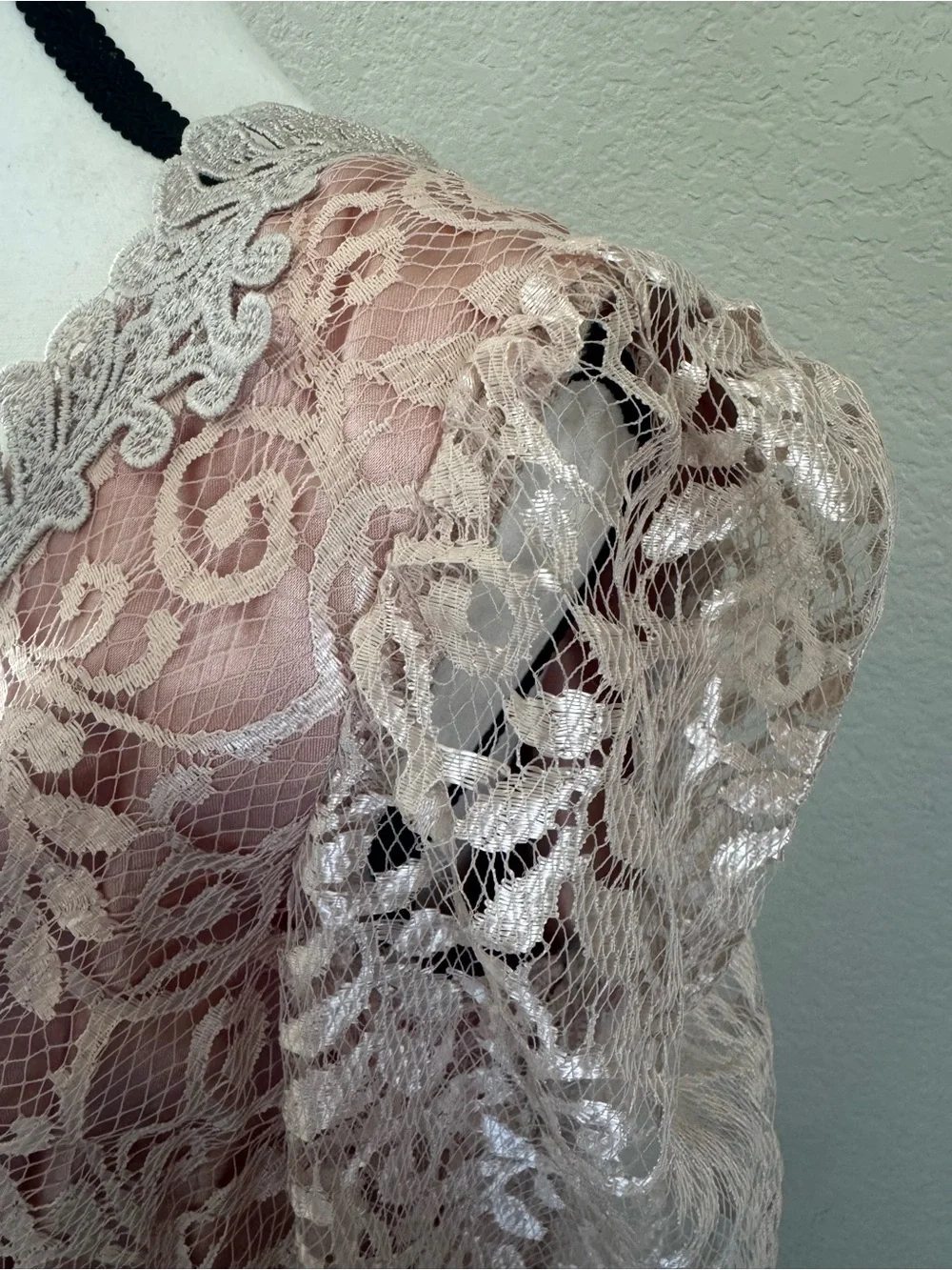 Vintage Alicia 1970’s Lace Maxi Dress Blush Pink Romantic Vintage Sz 5